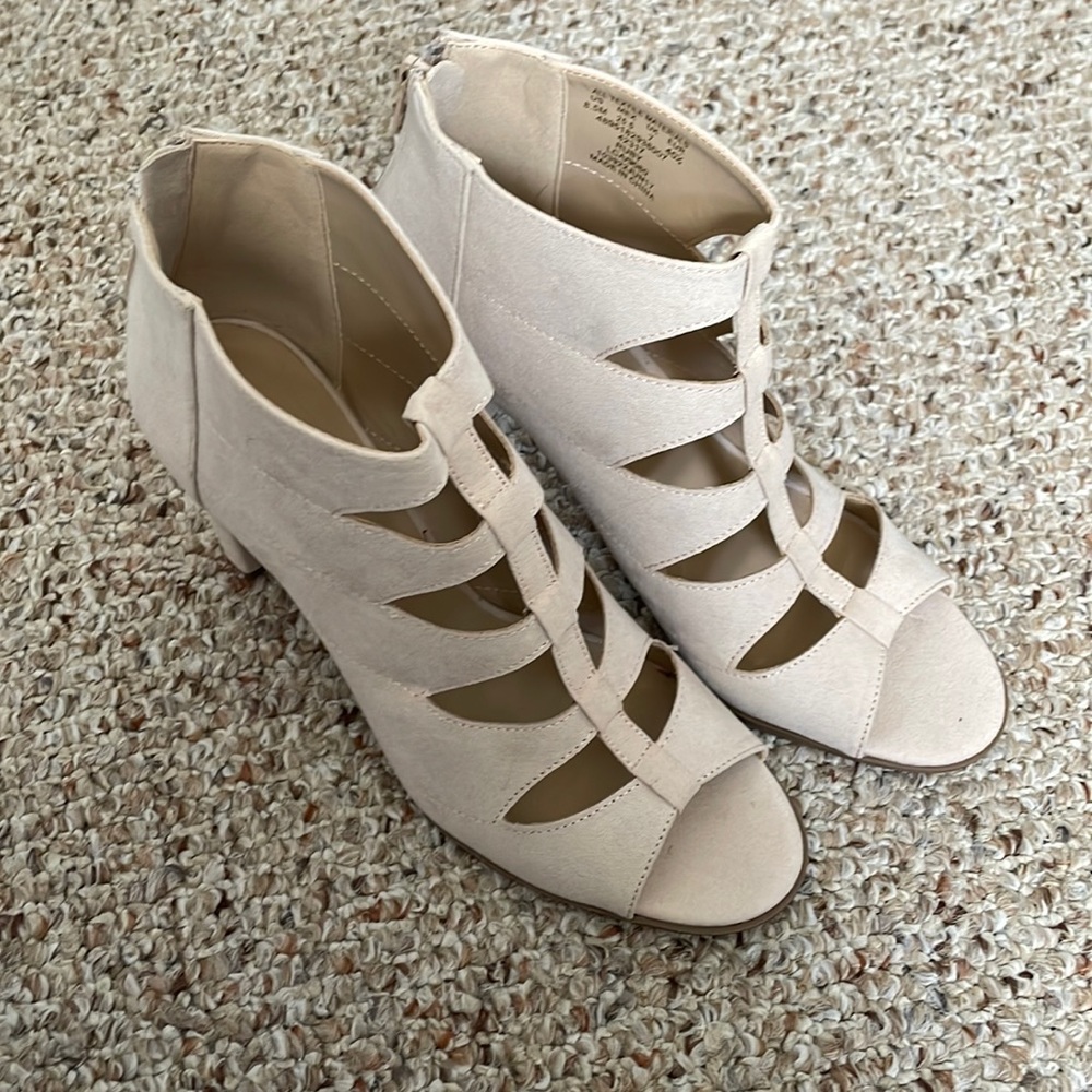 Nude strappy heels